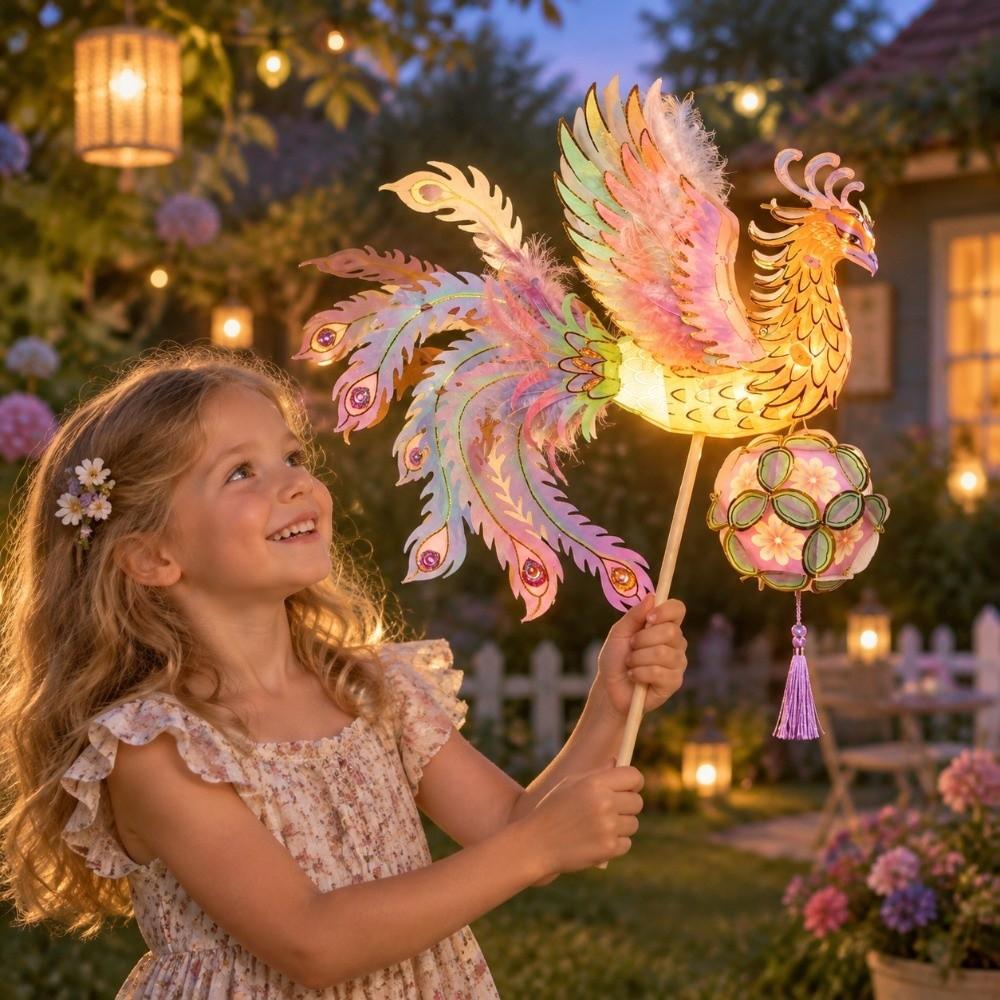 Glowing Lunar New Year Lamp Cartoon LED Phoenix Light Toys Kit Chinese Phoenix Lantern Festival