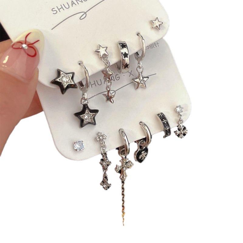 Retro Star Design Diamond-Inlaid Ear Cuff Set for Women