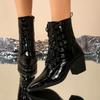 Fashion 2025 Fashion Ladies Shoes Side Zipper Women's Boots New Lace-up Office and Career Sexy Pointed Toe Solid Best Seller Ankle Boots