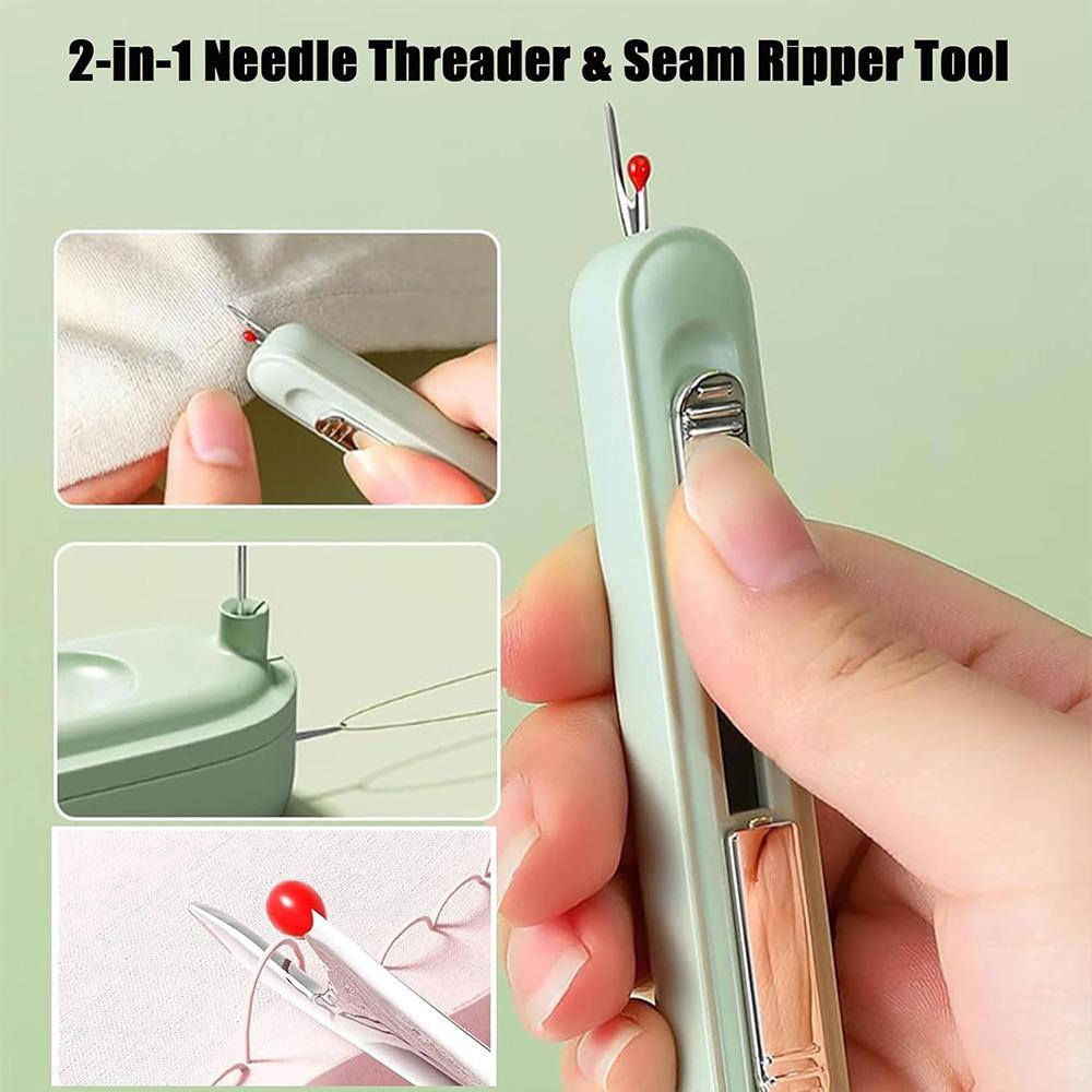 2-in-1 Einfädler und Nahttrenner, Einziehbares Design zum einfachen Einfädeln und Entfernen von Nähten, Kompakt und leicht für Nähsets