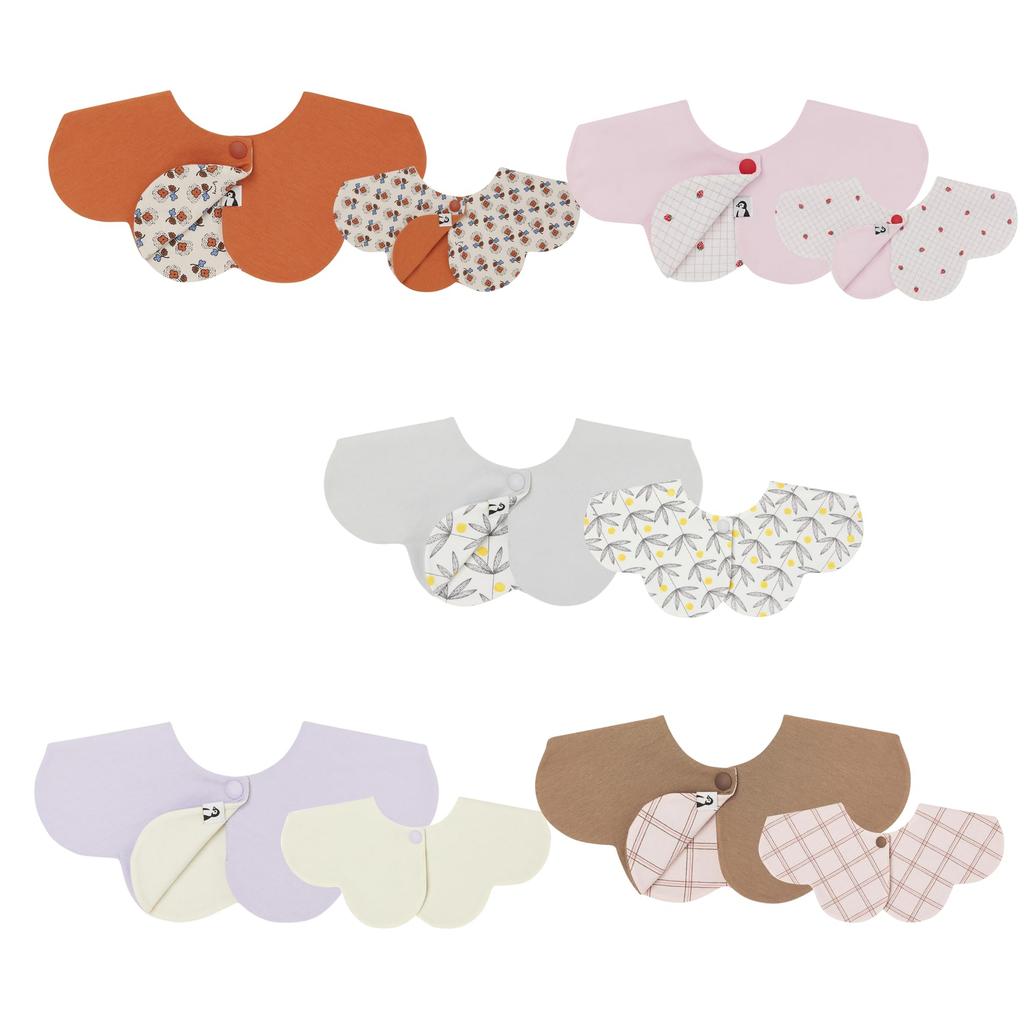 Konny Reversible Bib Set of 5 Baby Bibs Rolling Absorbent and Simple for Girls and Boys Baby Coordination Baby Shower Gift Stylish Present Set 23 Grid