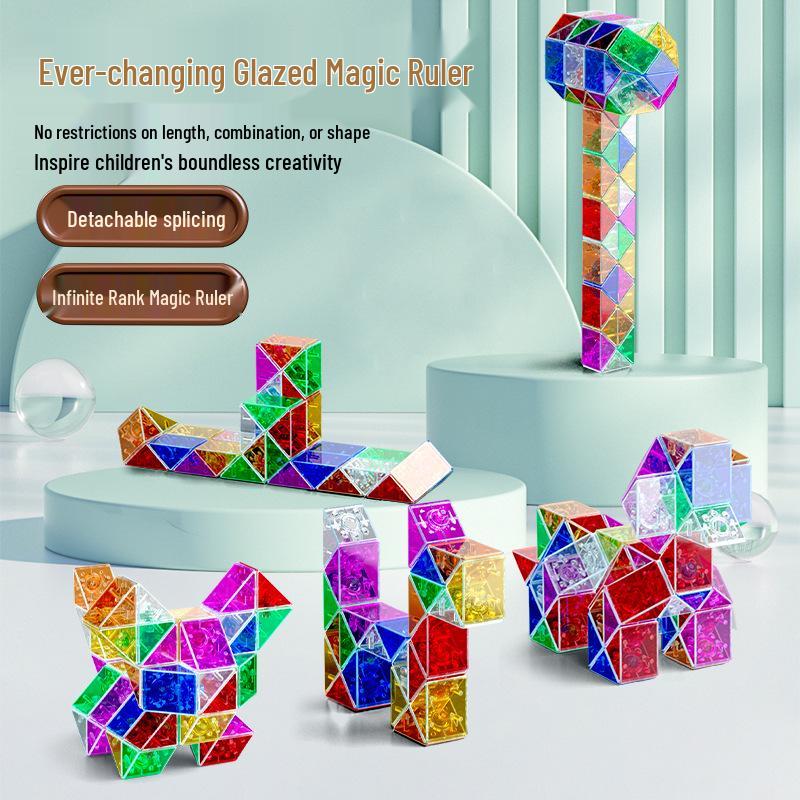 All-in-One Magic Ruler Set with 24, 36, and 72 Detachable Colorful Sections for Kindergarten Children