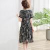 Women's Chiffon Floral Short-Sleeve Midi Dress