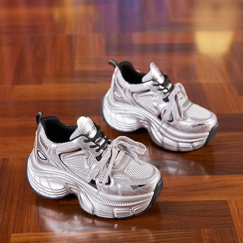 Daddy Shoes Women's 2025 New Spring Breathable Mesh Sneakers Women's Korean Version Versatile Platform Casual Shoes Running Shoes