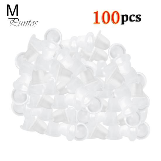 100 Uds. Soporte de tinta de silicona suave tatuaje maquillaje semipermanente tazas de pigmento tapas