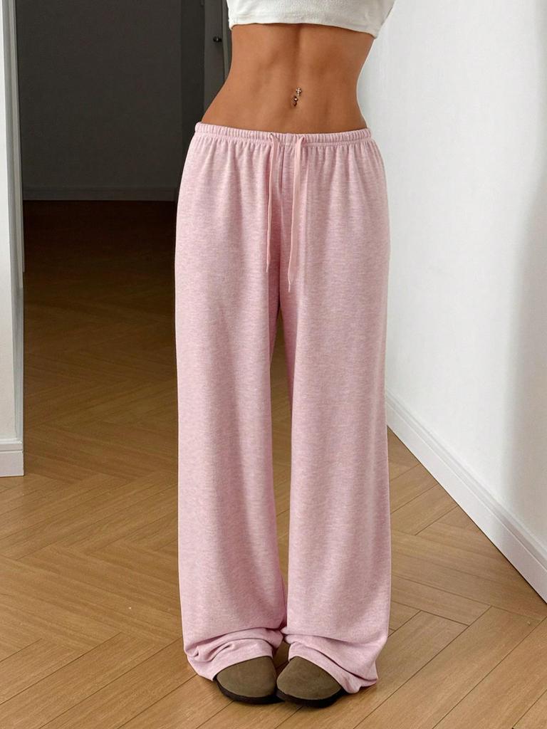 European & American Women's Solid Color Elastic Waist Wide-Leg Casual Pants