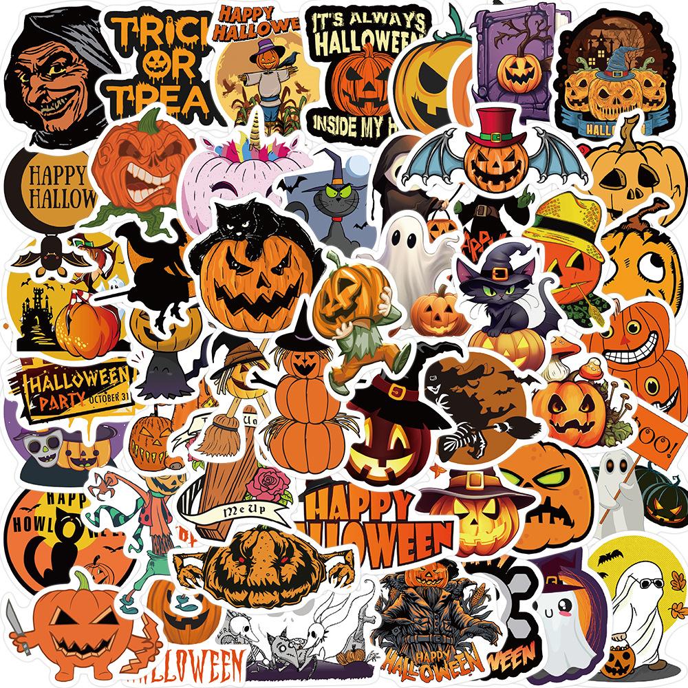 13 Models of 50 Halloween Holiday Decoration Graffiti Stickers Suitcase Computer Waterproof No Glue Stickers DIY