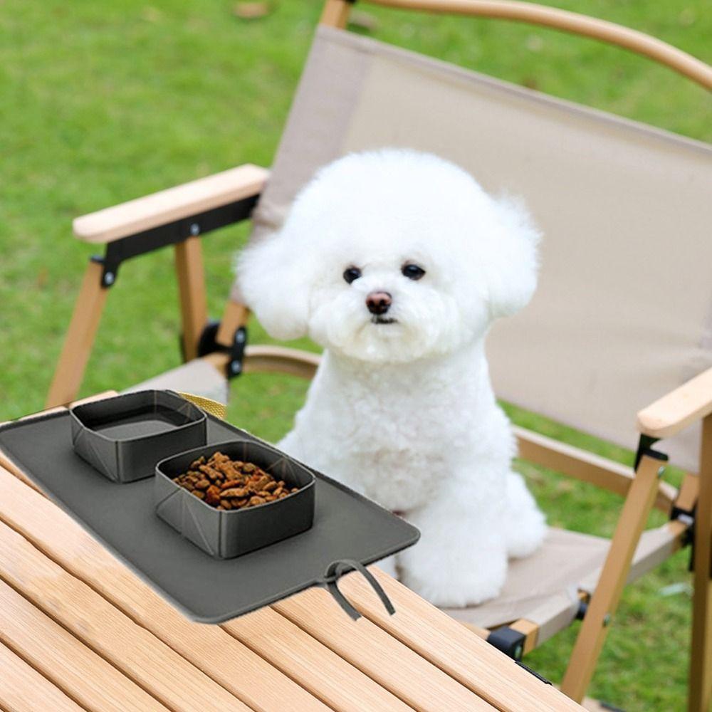 2-in-1 Silicone Folding Dog Bowl Anti Slip Cat Water Feeder Folding Double Bowls  for Dogs/Cats