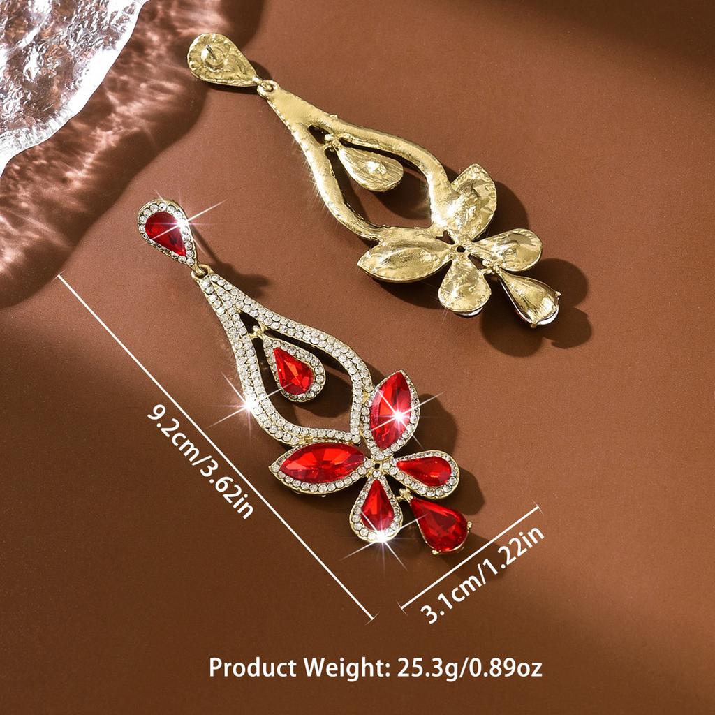 Long Colorful Crystal Bridal Wedding Water Drops Earrings for Women Prom Pageant Vintage Rhinestone Statement Earring