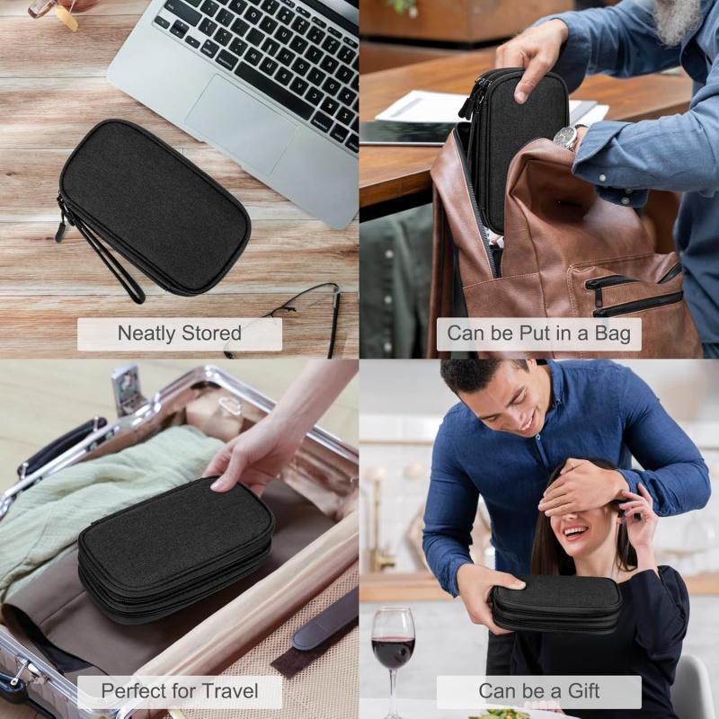 Portable Electronic Organizer Travel Bag Waterproof Double Layer Cable Management Pouch for Chargers Hard Drive Earphone Phone