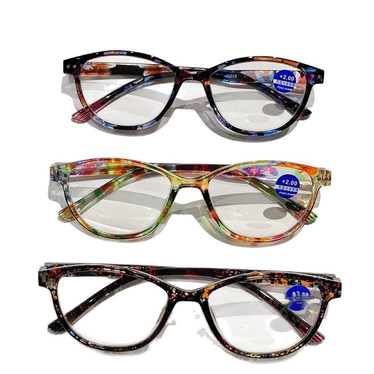 European & American Fashion Pattern Reading Glasses: Stylish Flower Jade Design, High-Definition Lens, Elegant PC Jelly Bag Included