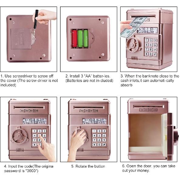 Piggy Bank for Kids, ATM Electronic Password Cash Coin Bank, Money Saving Box for Kids, Boys Girls Birthday Gift (New Rose Gold)