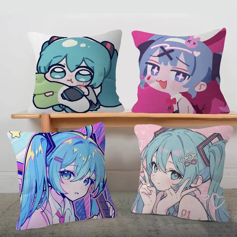 Anime Hatsune Miku Cushion Cover x Polyester Sofa Cushions Decorative Throw Pillows Home Decoration Pillowcover