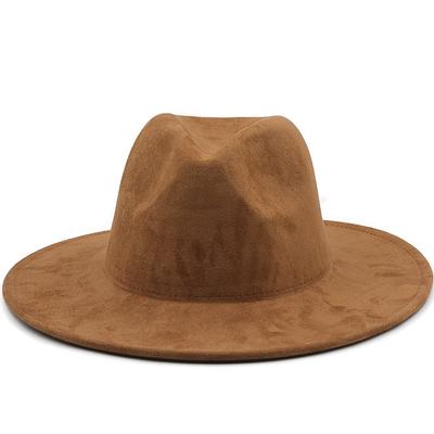 Sombrero Fedora Simple para hombre y Mujer, sombreros de fieltro de imitación de gamuza para invierno, Top caqui a la moda, Sombrero de Jazz, Sombrero de fieltro para Mujer