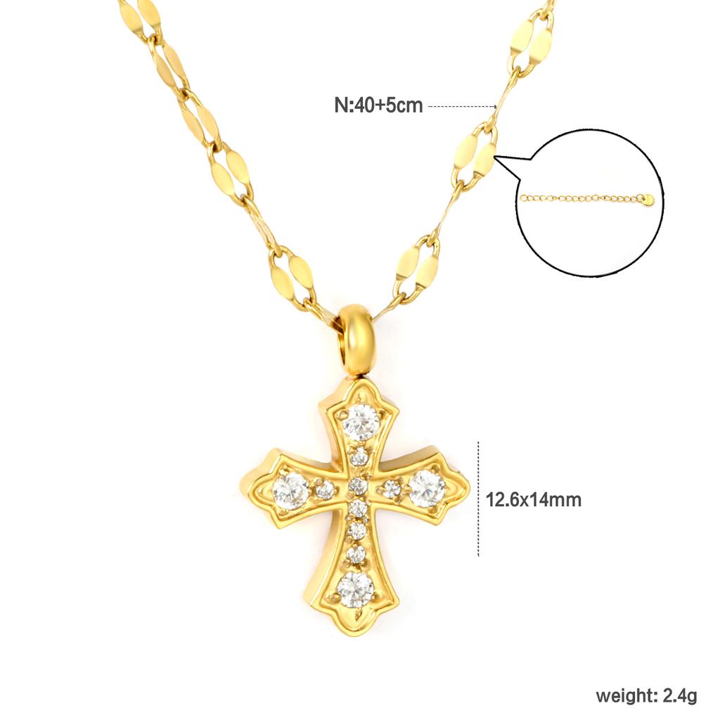 Zircon Cross Pendant Necklace Light Luxury Fashion Jewelry Gift for Women Delicate Collarbone Chain