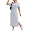 Spring and Summer, New, Split-end Design Women's Fashion Striped Jumpsuit