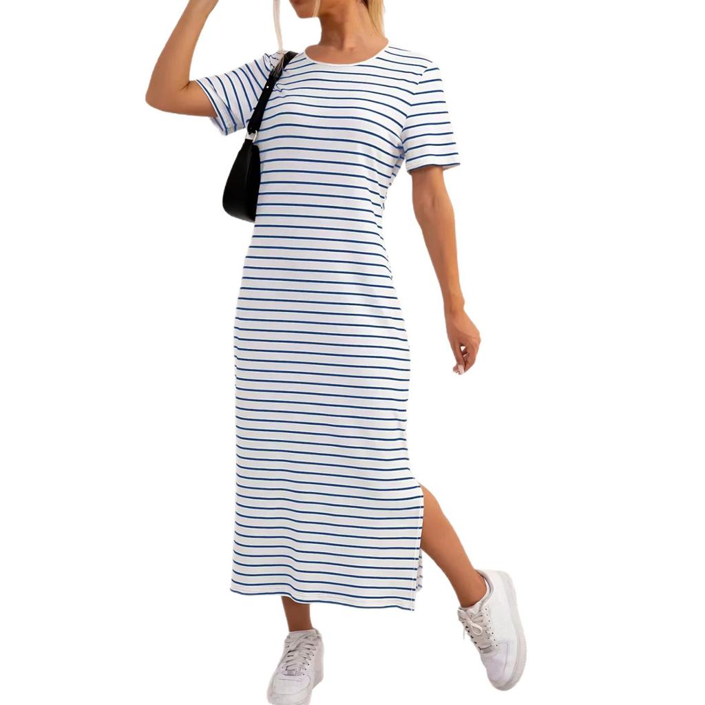 Spring and Summer, New, Split-end Design Women's Fashion Striped Jumpsuit