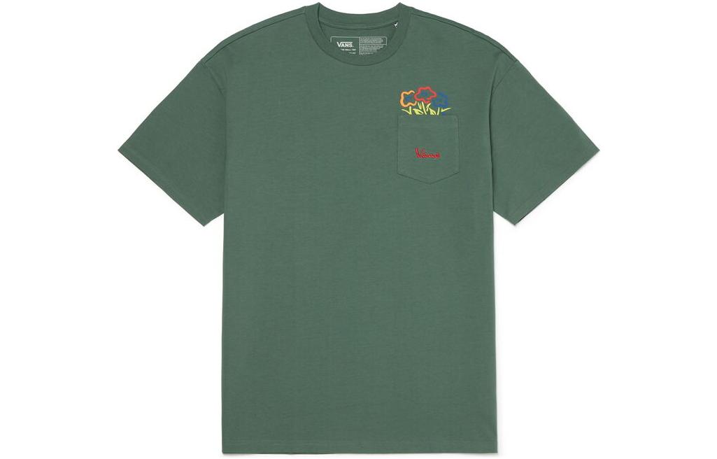 Vans T Shirts Men s Green Crew Neck Moderate Straight Fit VN0A7TRCYQW L