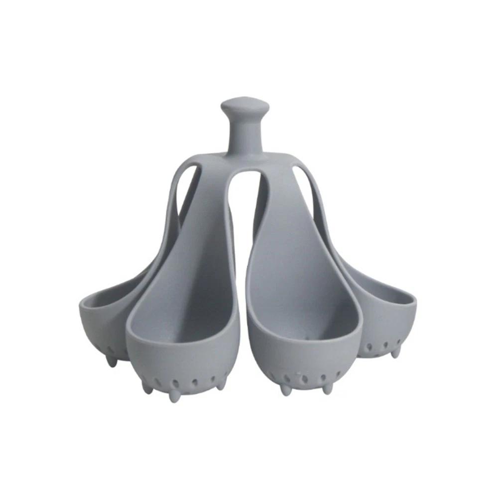 4/6 Holds Silicone Egg Boiler Rack Freestanding Egg Boiler Household Steamed Egg Tray Cooker Kitchen Portable Storage Gadget