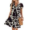 Women's Dresses Short Sleeve V-Neck Floral Printed Loose Casual Temperament Beach Dresses