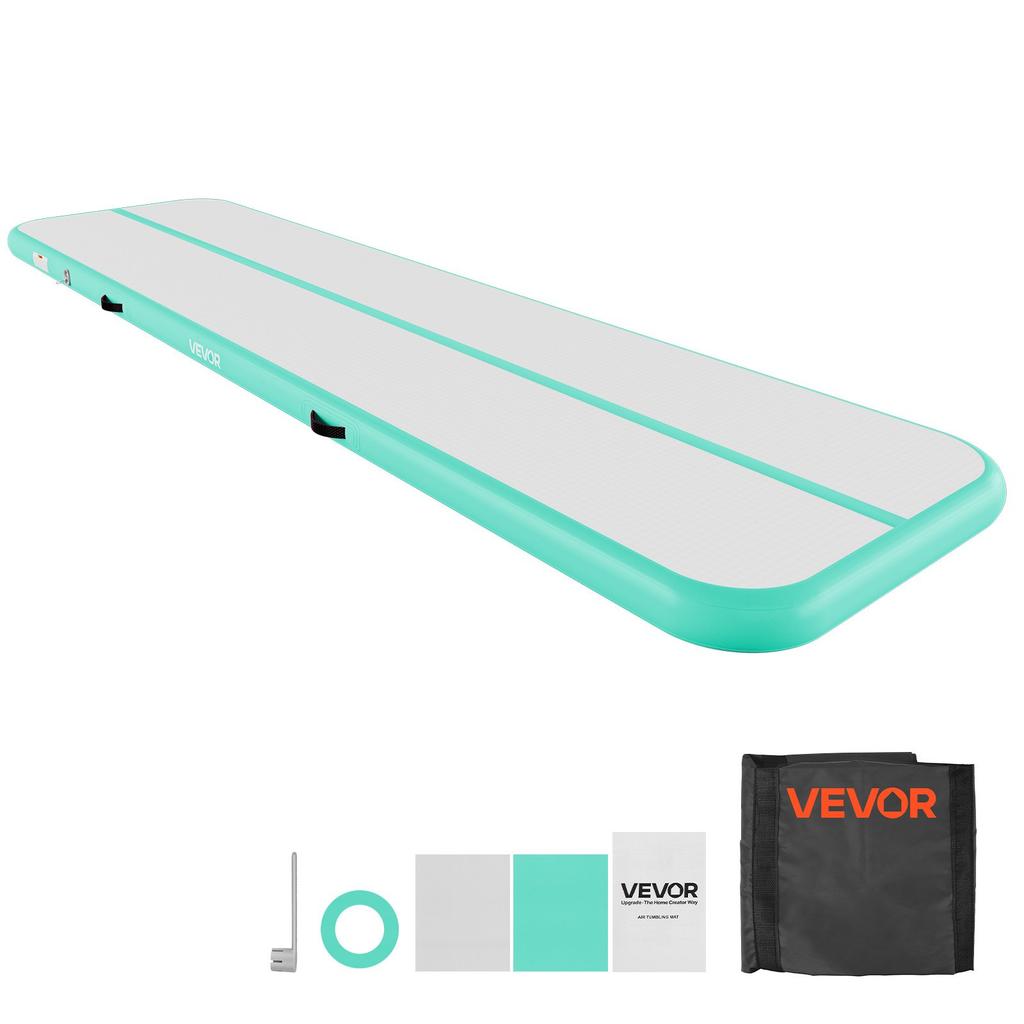 VEVOR Aufblasbare Gymnastik-Luftmatte 4m Trainingsmatten mit Elektropumpe, 10 cm Dicke Stabile Tumblingbahn