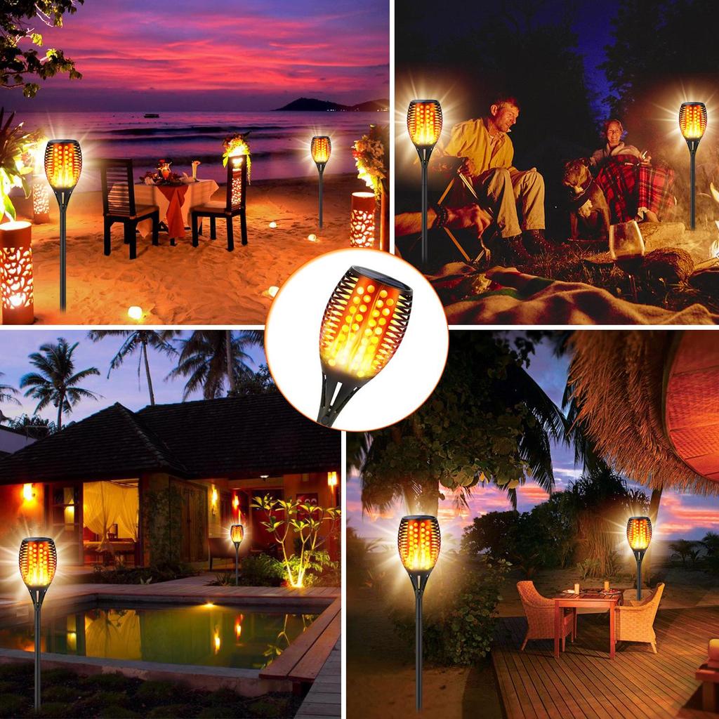 96 LED Solar Flame Torch: Outdoor Wall, Lawn, and Courtyard Atmosphere Lamp