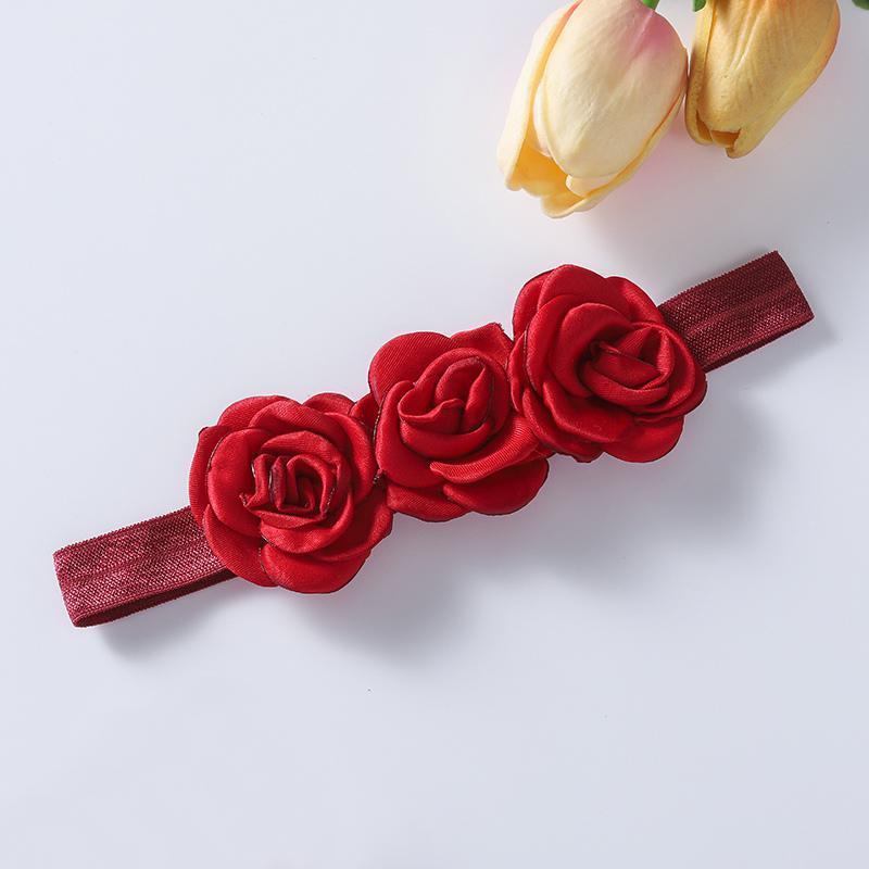 

Детская повязка на голову с розовым украшением, однотонная повязка на голову, милые детские повязки на голову красный