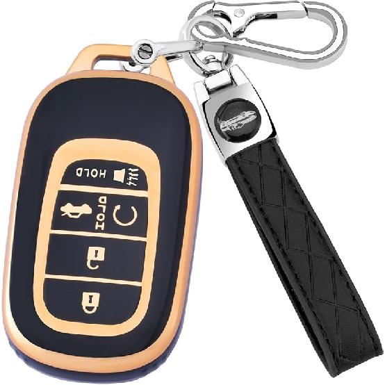 for Honda Key Fob Cover with Keychain, Soft TPU Protection Key Fob Cover Case Shell Compatible with   2024 Honda Accord Civic HR-V CR-V Pilot Smart