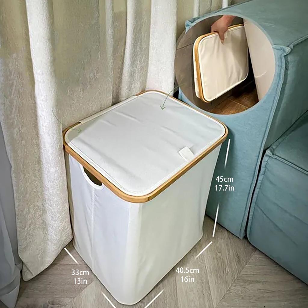 Oxford Fabric Foldable Laundry Hamper with Lid Large Capacity Storage Basket for Clothes and Household Items Durable and Portable