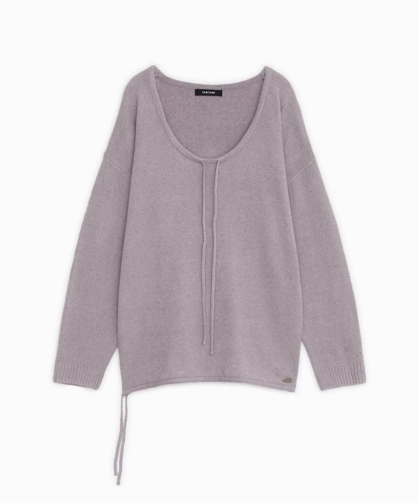 OHESHIO Soft Alpaca Layered U-Neck Knit, Lavender