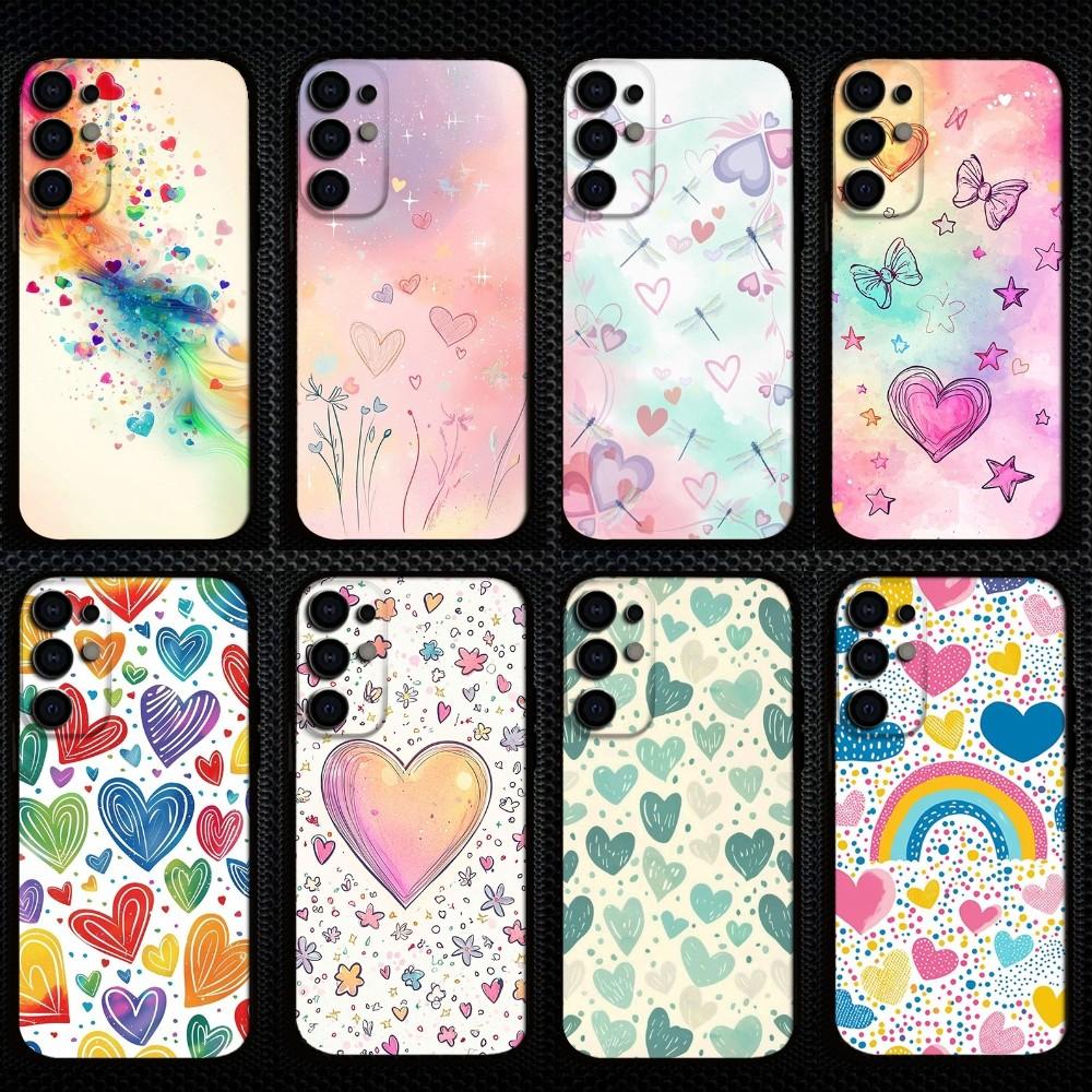 Heart Pattern Phone Case For Samsung S25/S24/S23/S22/S21/S20/Plus,Fe,Lite/Others Black Cover