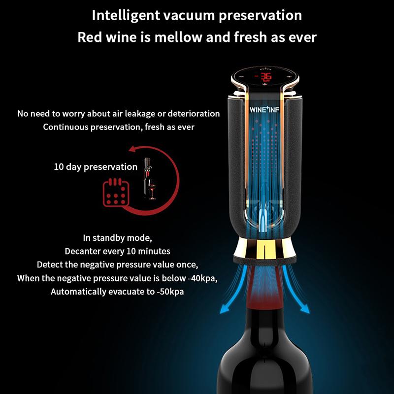 Luxurious 3-In-1 Electric Wine Aerator, Decanter, Dispenser & Vacuum Pump. Touch Screen Led Display - Wine Preservation System