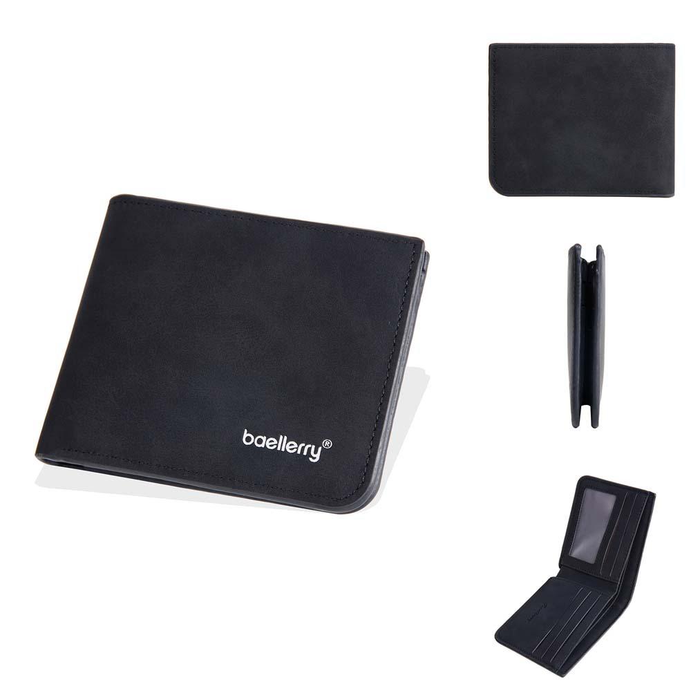 PU Leather 2 Fold Wallets Solid Color Small Pocket Purse Portable Men's Short Wallet  Men Boys Gift