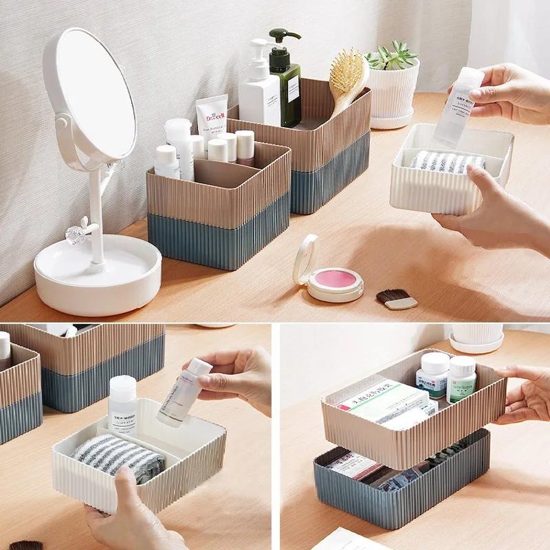 Aufbewahrungsbehälter für Zuhause Kunststoff Gitter Schreibtisch Kleinkram Aufbewahrungsbox Make-up Organizer Kosmetik Schrankbehälter Büro Badezimmer Heimgebrauch