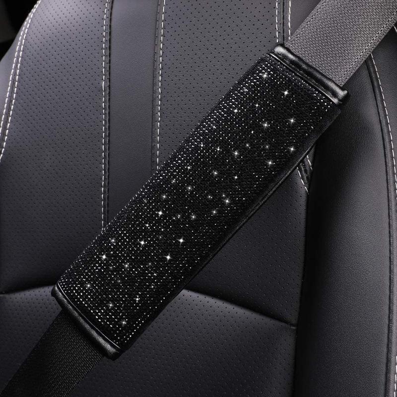 2 Pack Crystal Rhinestone Car Seat Belt Cover Auto Should Padding Protector Diamond Car Interior Accessories For Women Girls
