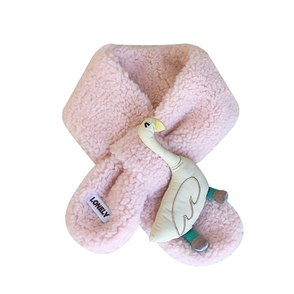 Fashion Warm Kids Winter Scarf Thick Lamb Fleece Scarf Animation Plush Kids Cross Neckerchief Baby Young Boys Girls