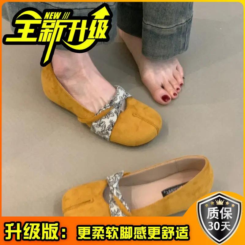 Niche design retro flat-bottomed ballet dance shoes soft-soled flat-heeled shallow mouth word with slippers round head