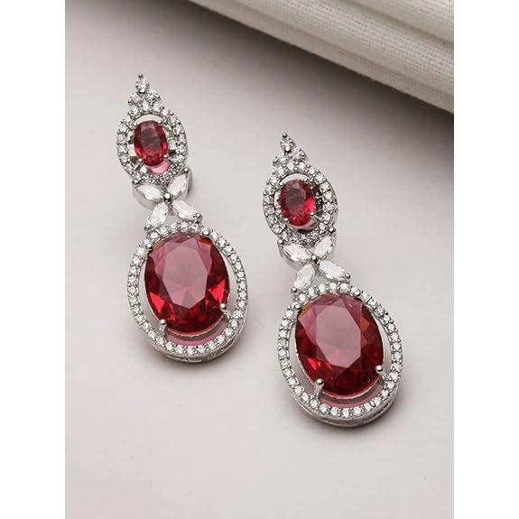 Versilberte, mit amerikanischen Diamanten besetzte, ovale Tropfenohrringe, Schmuck für Mädchen und Frauen