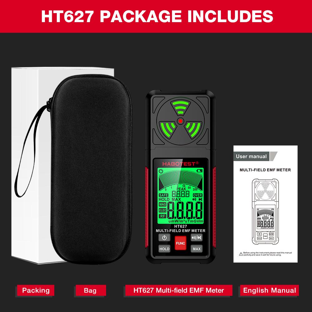 HABOTEST EMF Meter Radiation Detector Sound Level Decibel Meter Gas Detector Temperature Humidity Light Lux Meter Anemometer