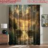 2D Flat Printing 2pcs Curtains Ducks Flying Sunset Lake Digital Printed Polyester Drapes Festive Holiday Use for Holiday Parties