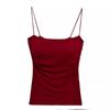 French Pure Sexy Spice Camisole Women Summer Pleated Slim-fit with Chest Thin Strap with Breast Pad Top