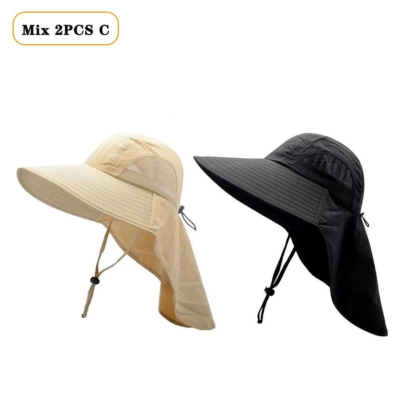 1/2/4PCS Summer Waterproof Fisherman HatOutdoor Hiking Fishing Sun Protection Hat Cycling Big Eave Neck Protection Sun Hat