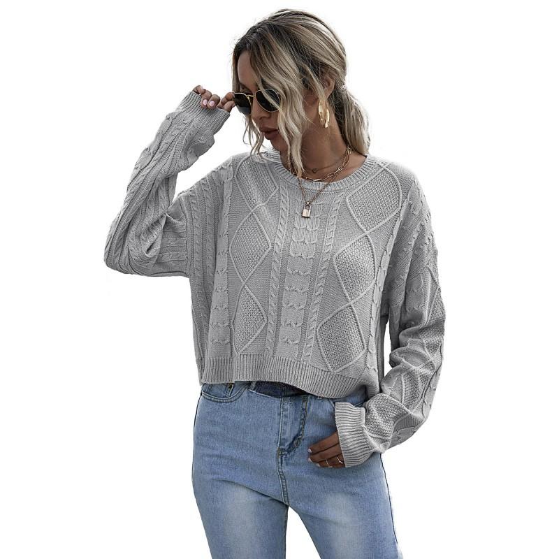 Vintage Fashion Elegant Casual Women's Fall Loose Long-sleeved Thin Section Twist Solid Color Sweater