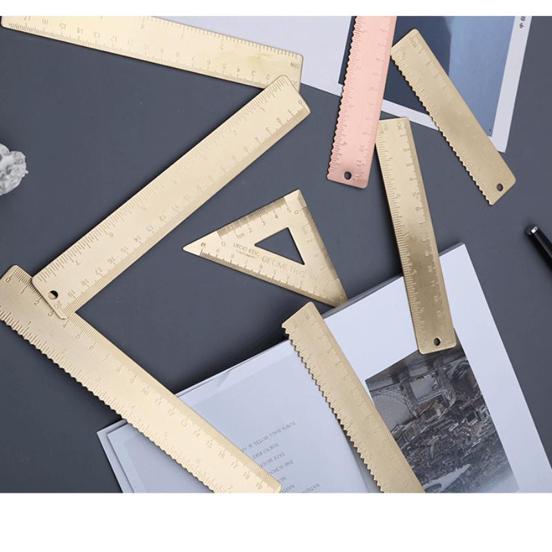 18CM Creative Retro Brass Scale Measuring Tool Ruler Measuring Tool DIY Thick Drawing Copper Ruler Tool Stationery Metal
