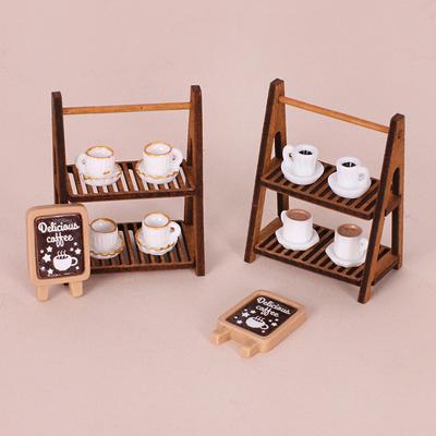 1:12 Dollhouse Miniature Double Layer Dessert Stand Coffee Cup Furniture Home Model Decor Toy Doll House Accessories