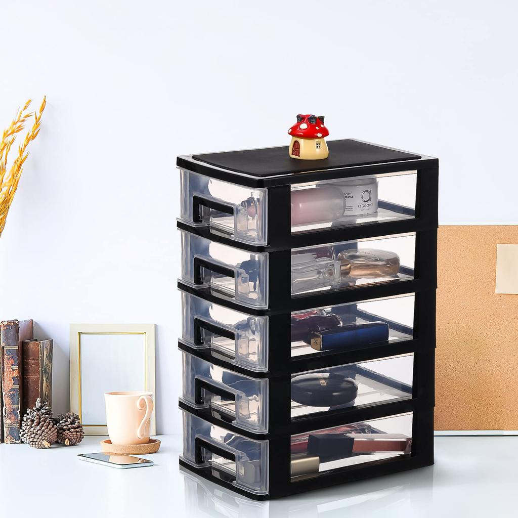 NUOLUX Cutie de Depozitare Sertar Obiecte Mici Cutie de Depozitare de Masă 5 Nivele Lățime 15 x Adâncime x Înălțime 31cm Cutie din Plastic Cutie de Depozitare Obiecte Mici Cutie de Masă
