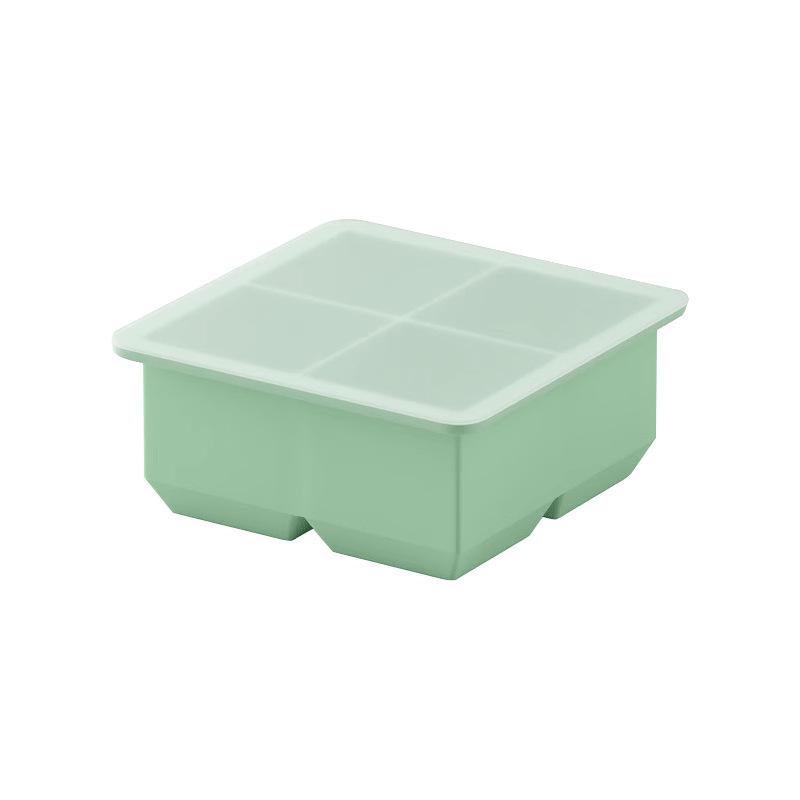 Silicone Large Ice Cube Tray Mold with Lid Flexible Easy Release Square Ice Maker for Whiskey Cocktail Juice Cooling