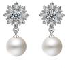 Latest Crystal Pearl Silver Plated Earrings for Women