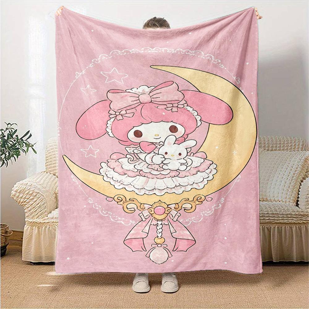 1pc Moon Princess blanket Lightweight Flannel Throw for Sofa Bed Travel Camping Livingroom Office Couch Chair