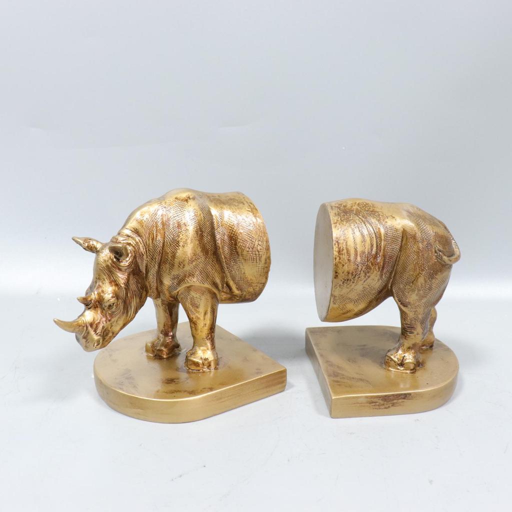 Modern European Abstract Rhinoceros Bookend: Stylish Resin Desktop Ornament